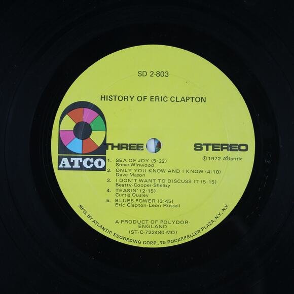 History of Eric Clapton Vinyl Record Album Gatefold ATCO SD2-803 1972 - Picture 5 of 14